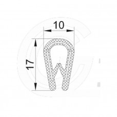 Klemprofiel | PVC kantafwerkprofiel | zwart | 17 x 10 mm | per meter